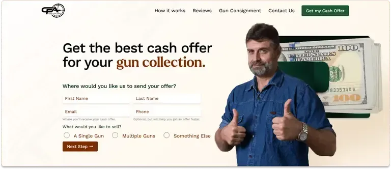 Cash For Arms Homepage