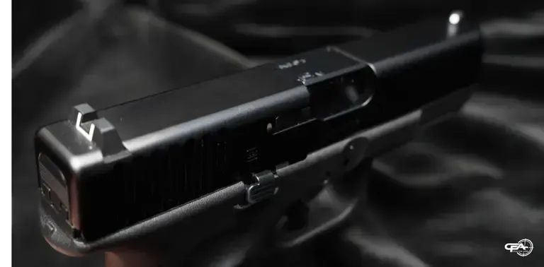Close up picture of a Glock 19