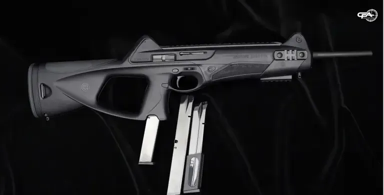 Picture of a Beretta Cx4 Storm with two magazines