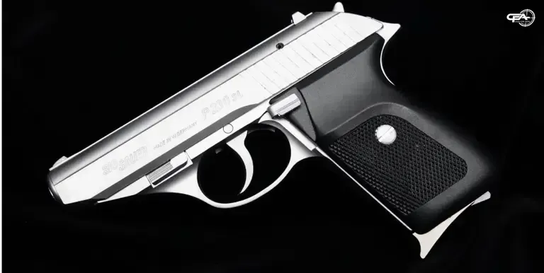 Close up picture of a Sig Sauer P230 SL