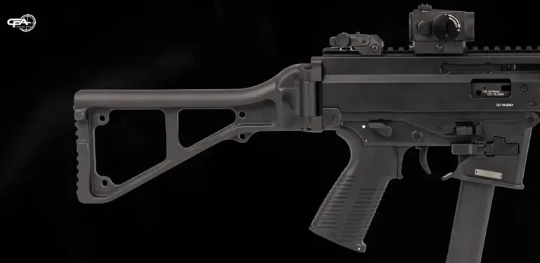 Close up picture of the back side of a Brügger & Thomet APC9