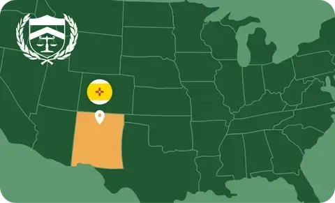 State map with New Mexico highlighted, showing that Cash for Arms buys guns in New Mexico