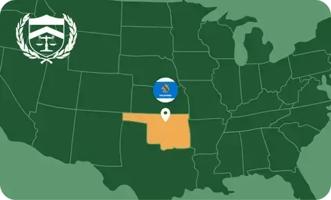 State map with Oklahoma highlighted, showing that Cash for Arms purchases guns in Oklahoma