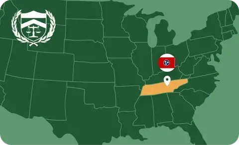 State map with Tennessee highlighted, showing that Cash for Arms purchases guns in Tennessee