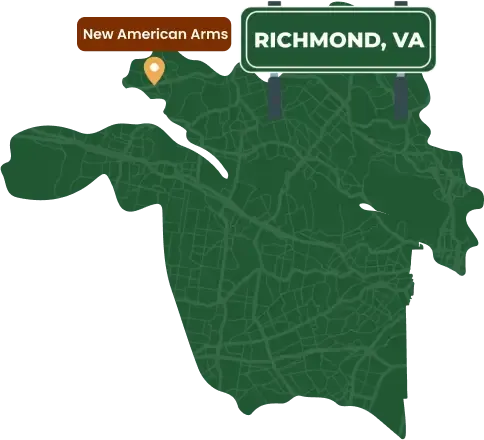 Picture of Richmond, VA map with New American Arms pinned