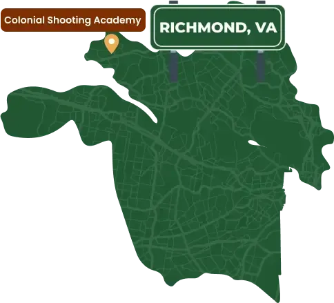 Picture of Richmond, VA map with Colonial Shooting Academy pinned
