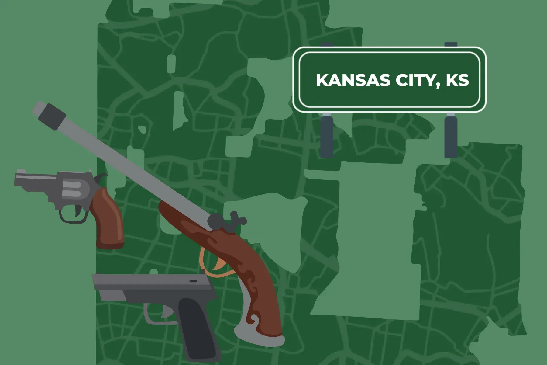 Picture of a Kansas City map with guns