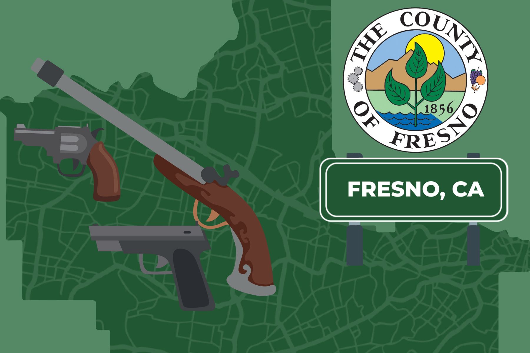 Picture of Fresno's map with gun