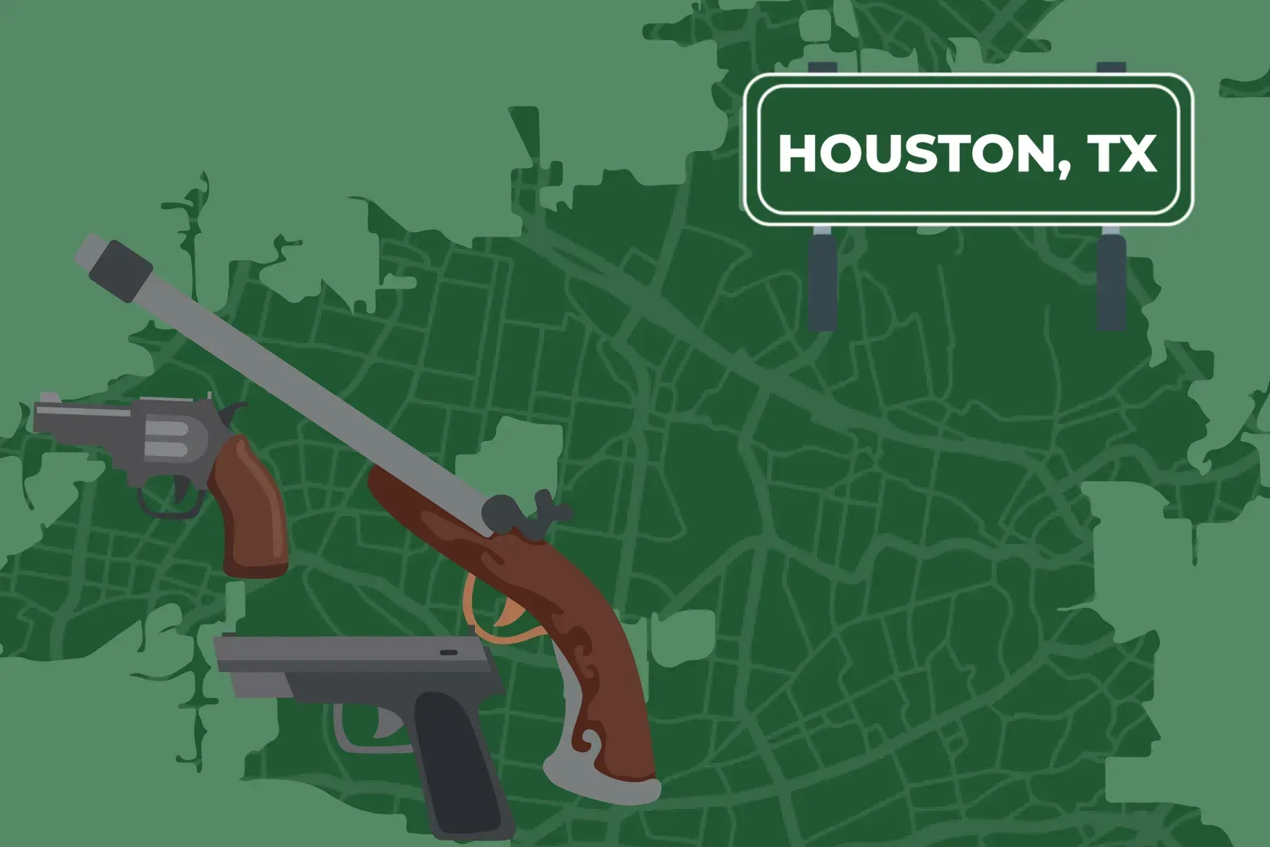 Map of Houston with guns