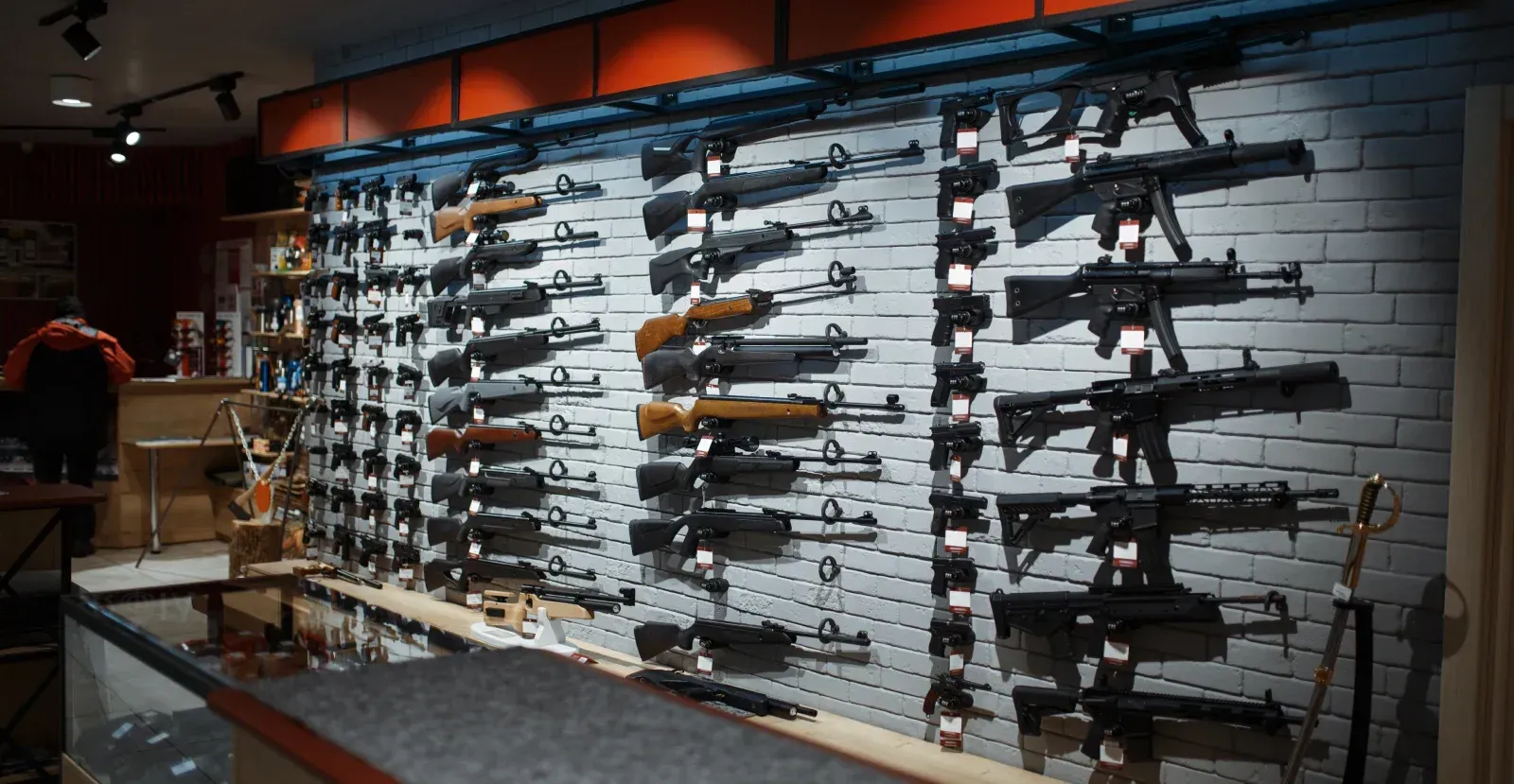 Guns displayed at a gun store