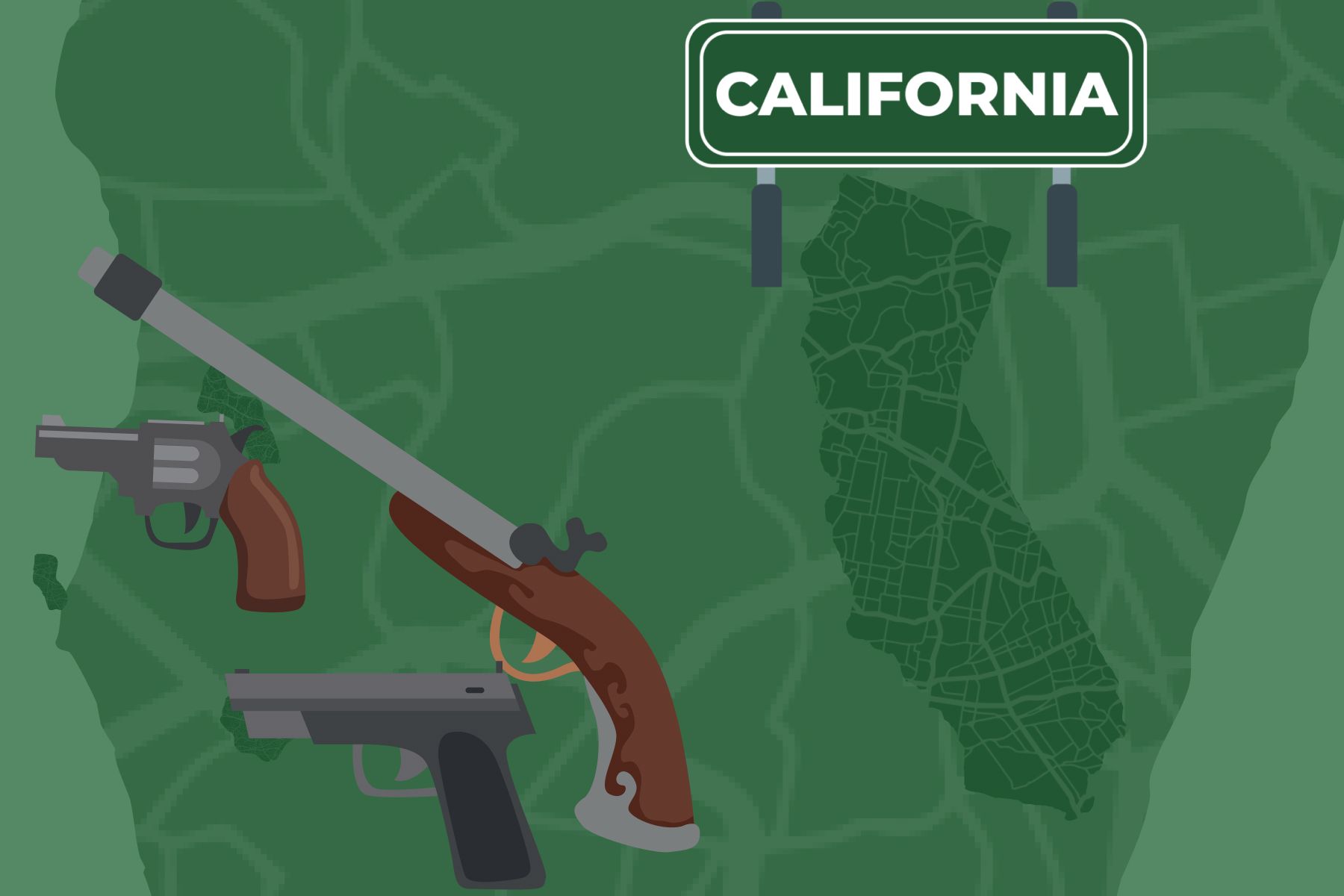 Map of California with Guns