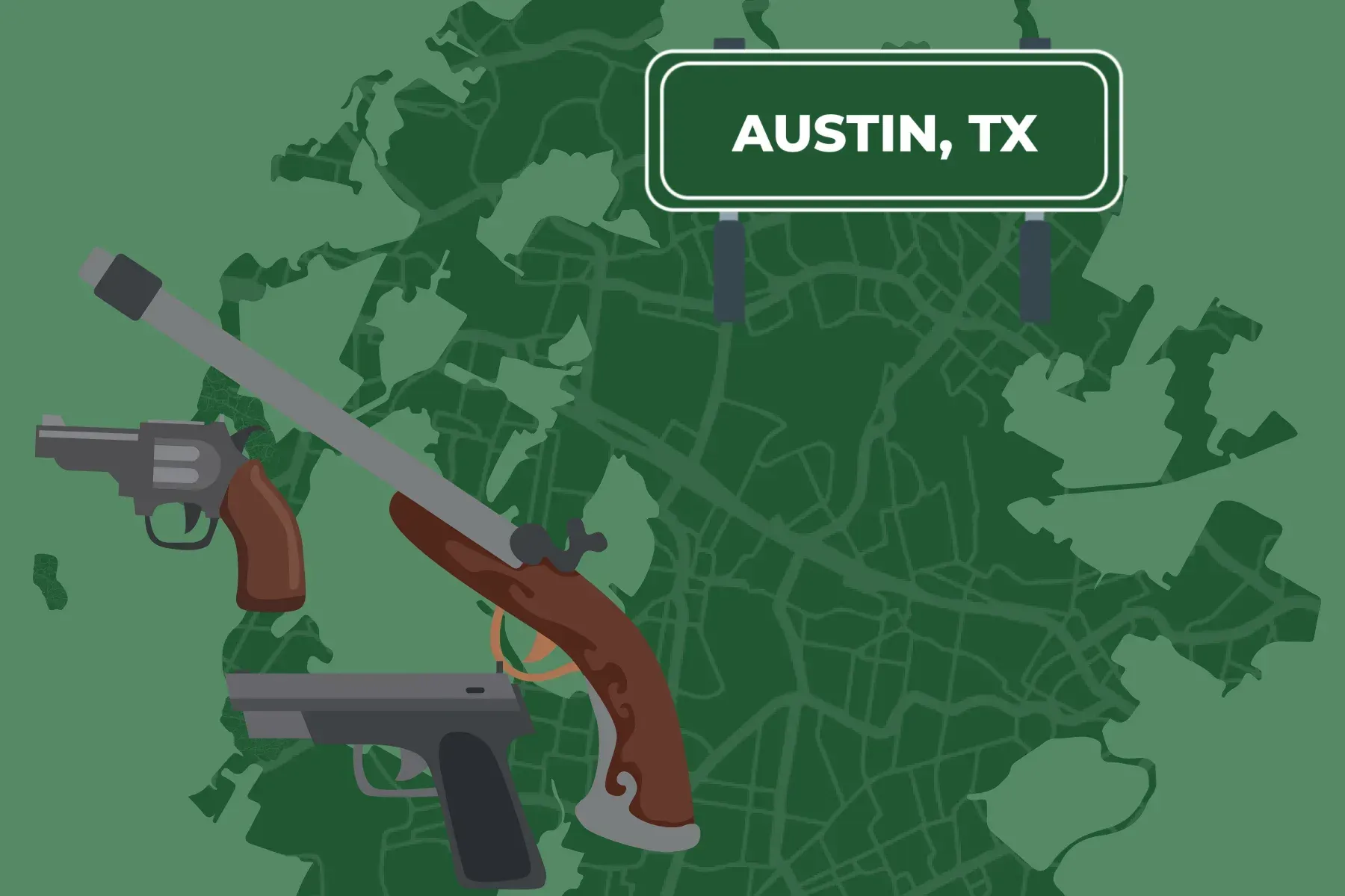 Map of Austin with guns