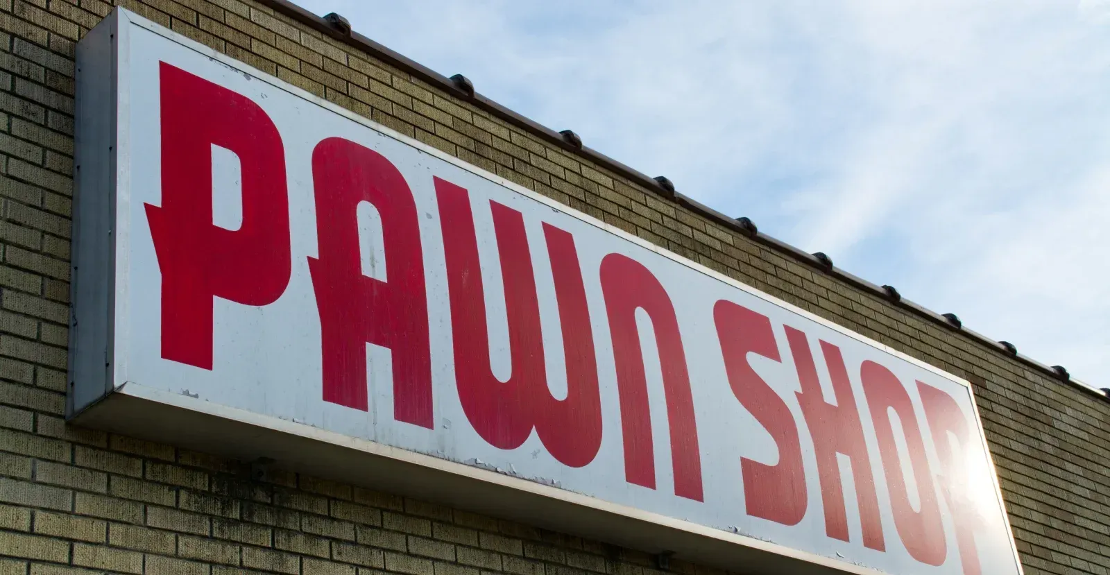 Pawn shop on side of building