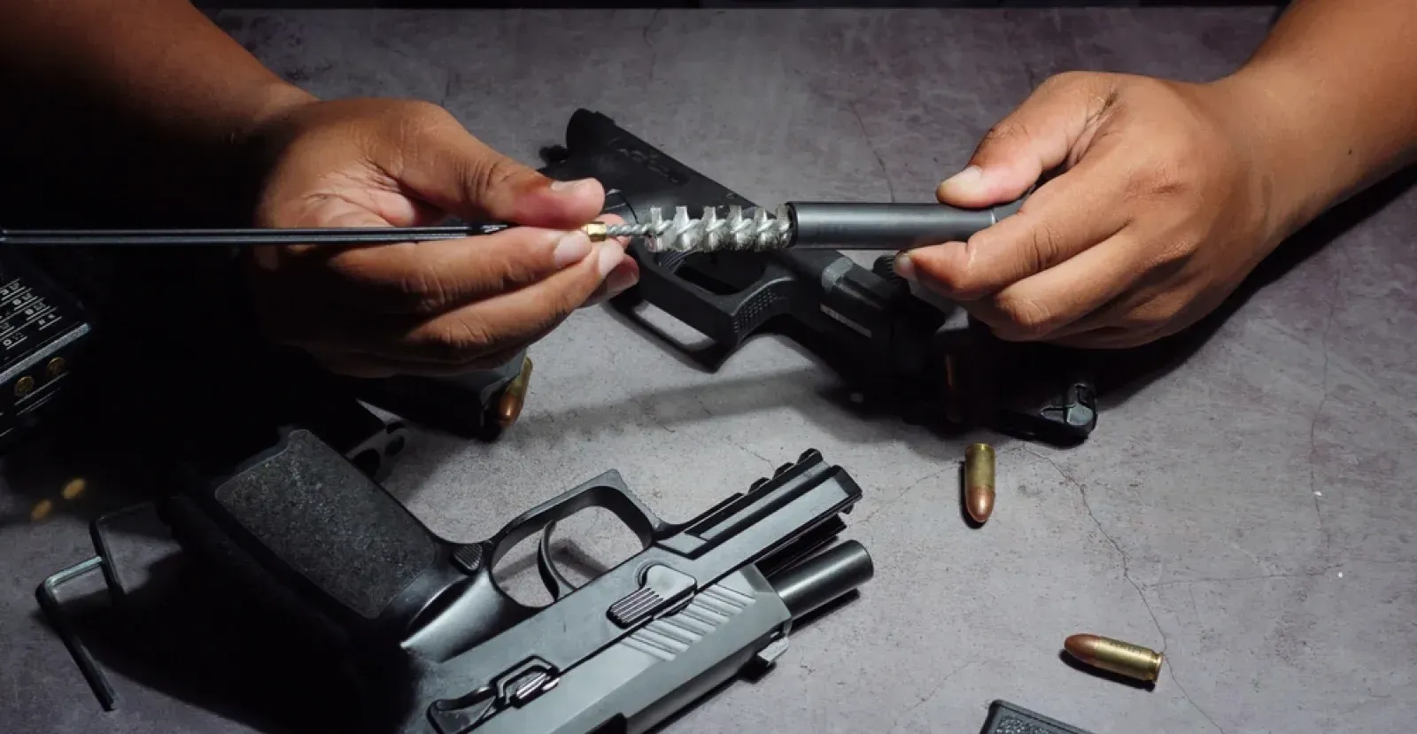 Field strip of a pistol