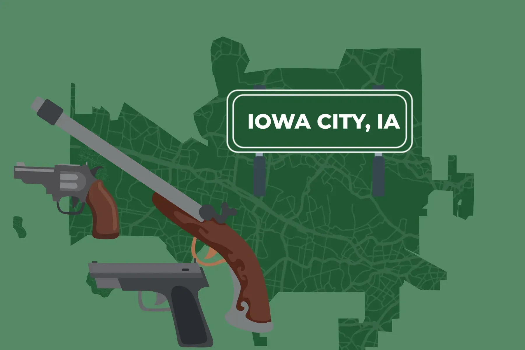 Map of Iowa City with guns