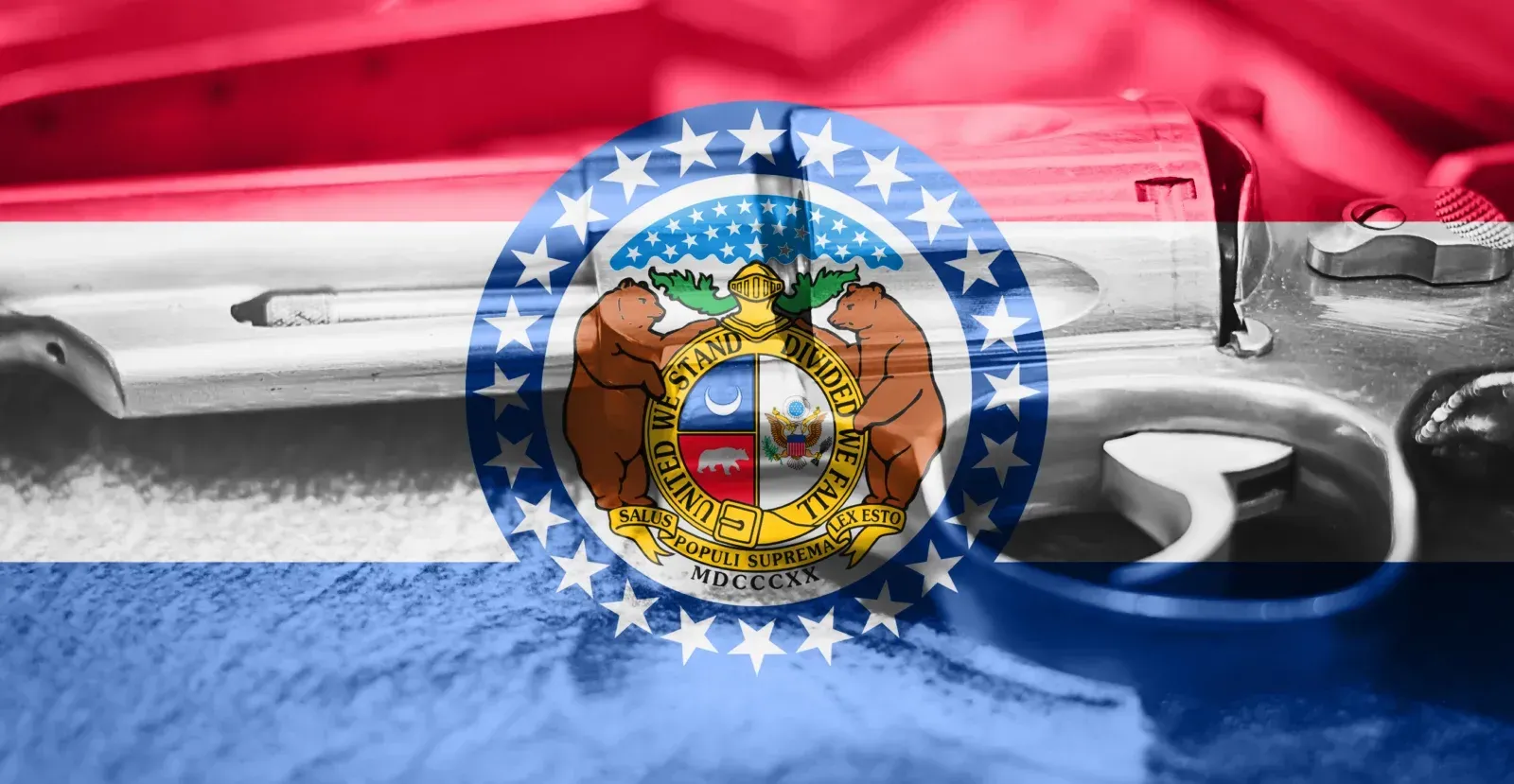 Missouri State Flag with a gun