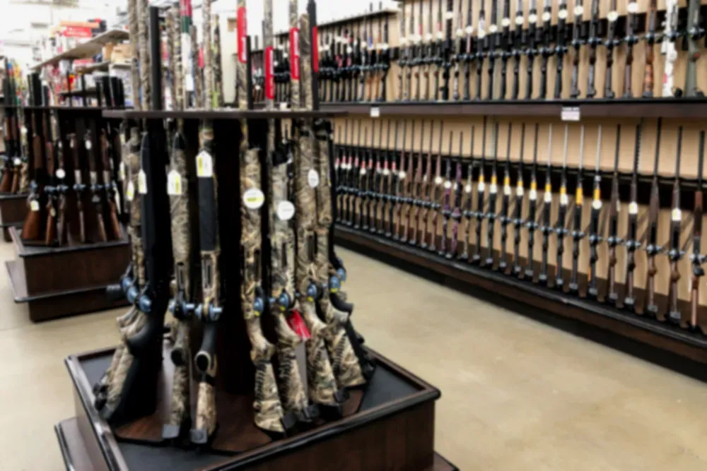 Guns displayed in a store