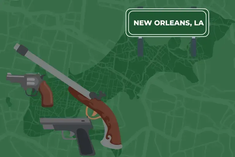 Picture of New Orleans's map with guns