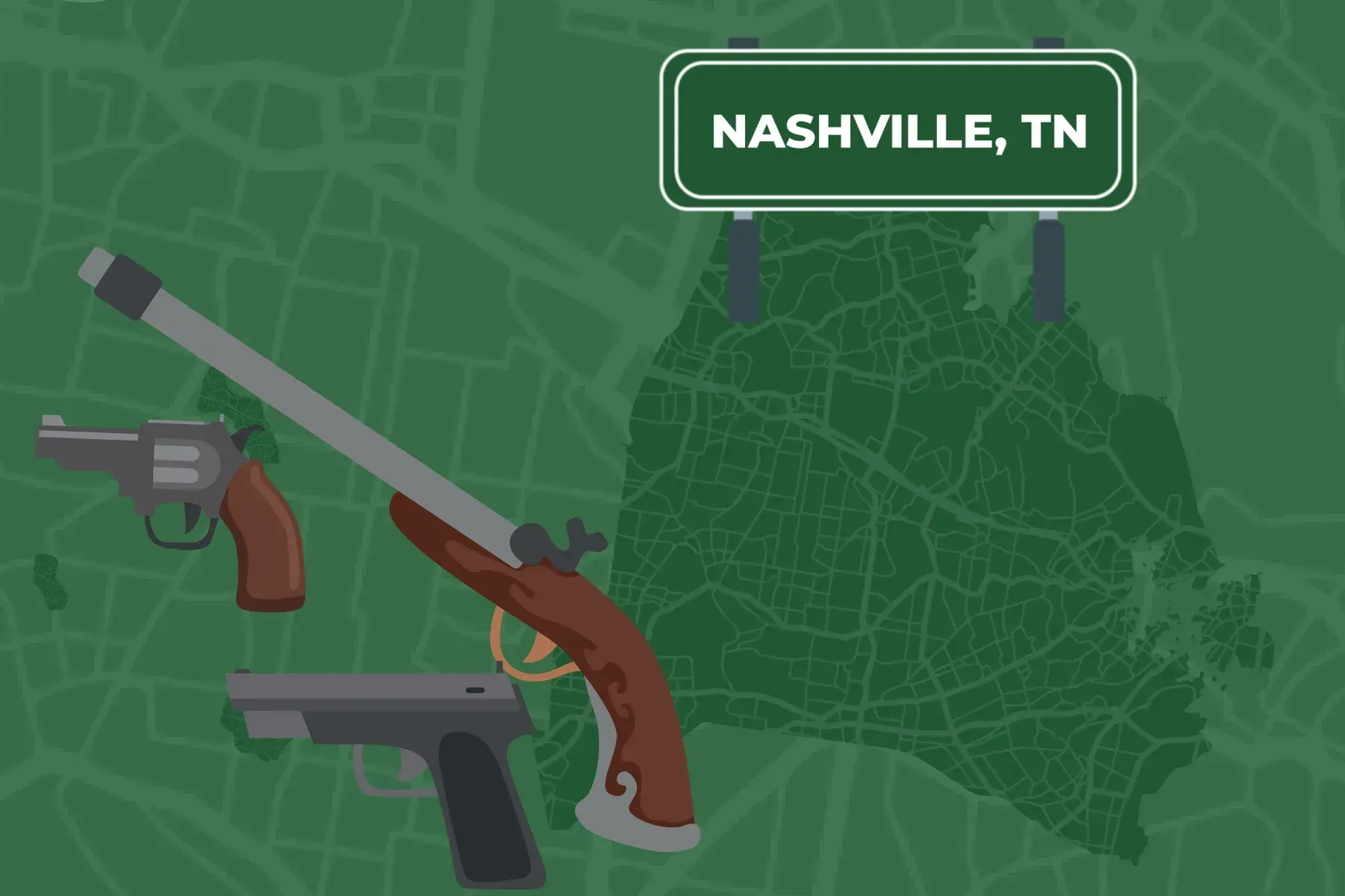 Picture of a Nashville's map with guns