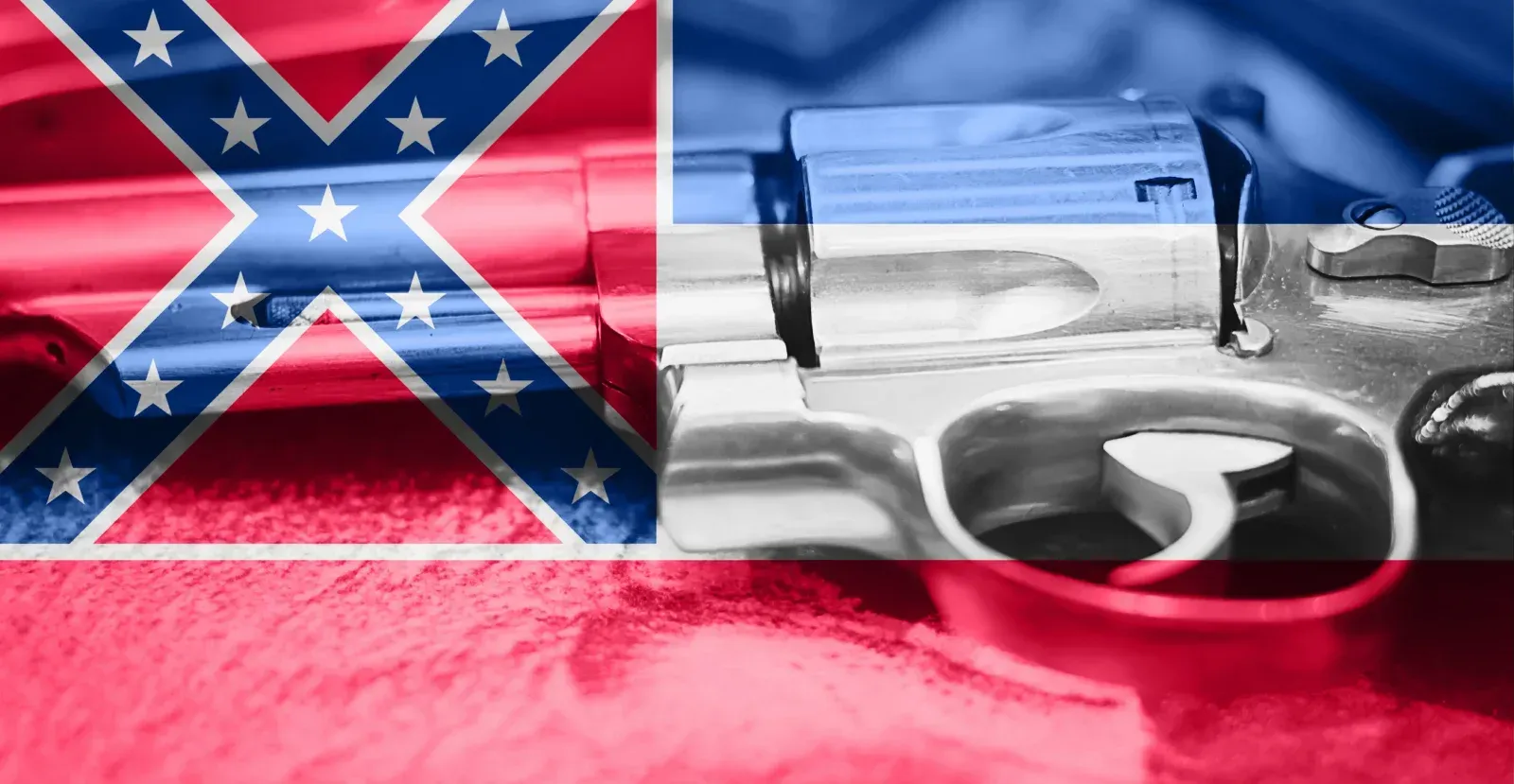 Mississippi state flag with handgun