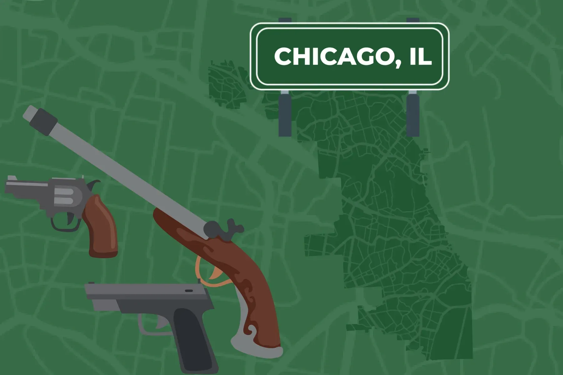 Map of Chicago with guns