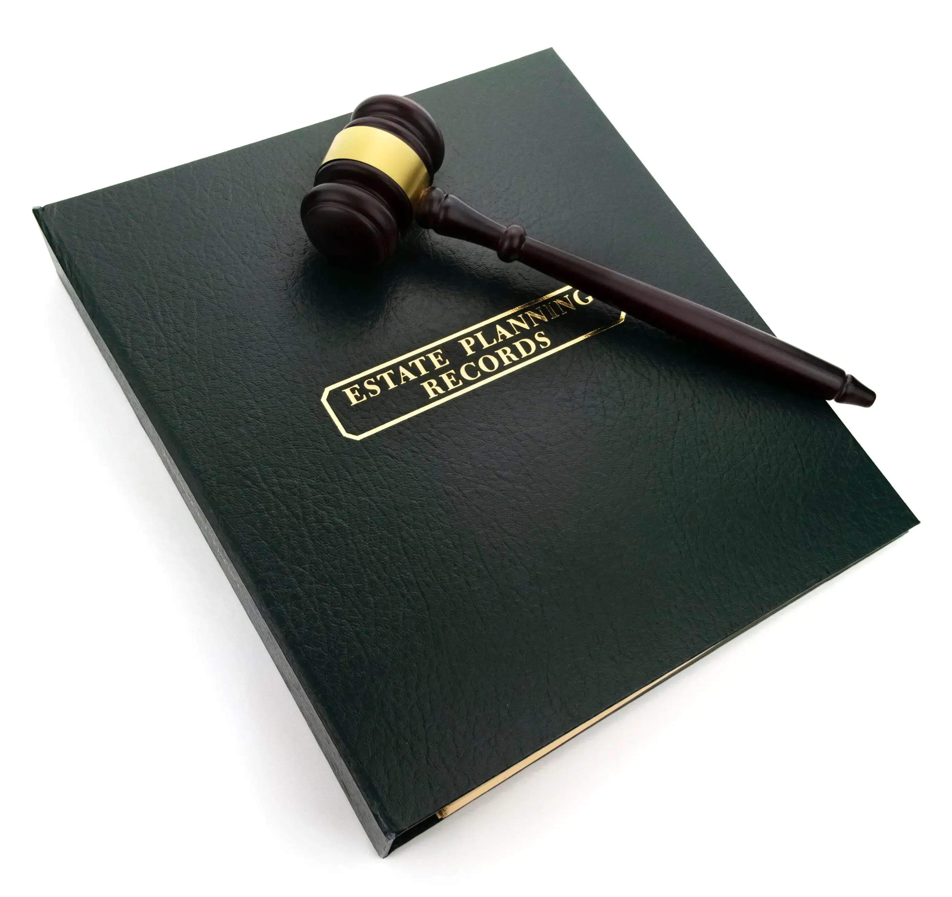 Estate planning records folder with gavel