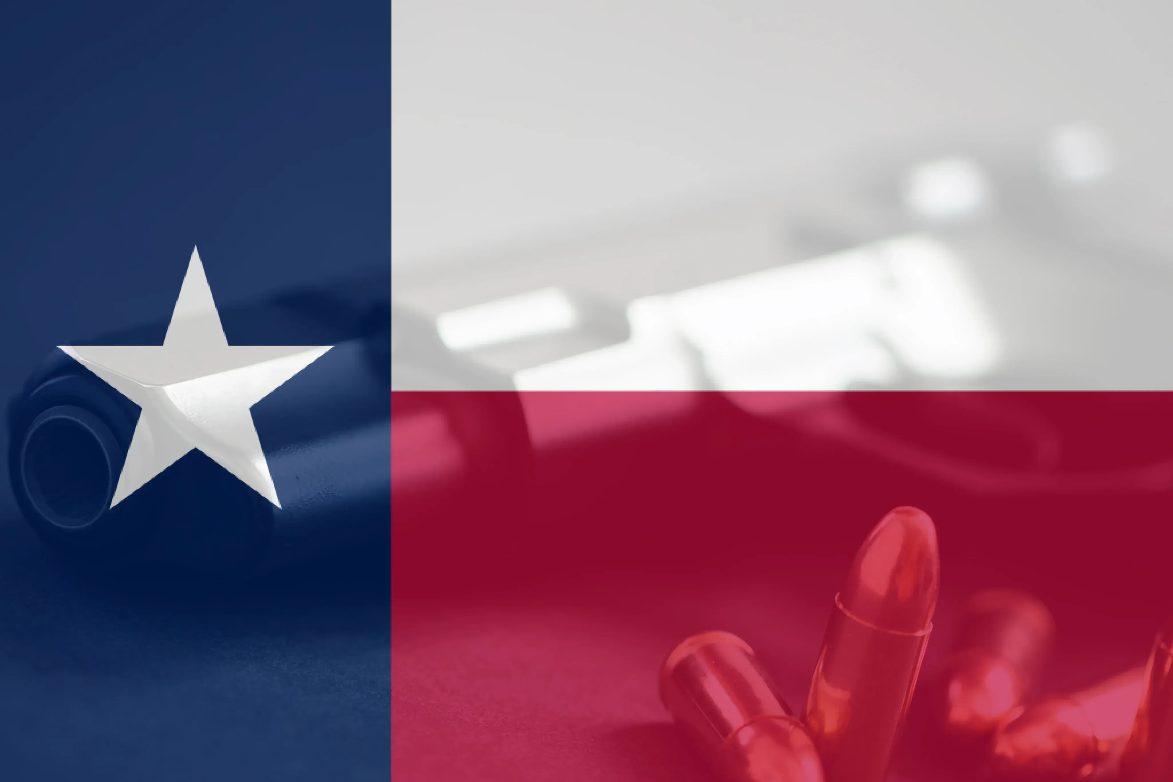Texas flag on top of a revolver