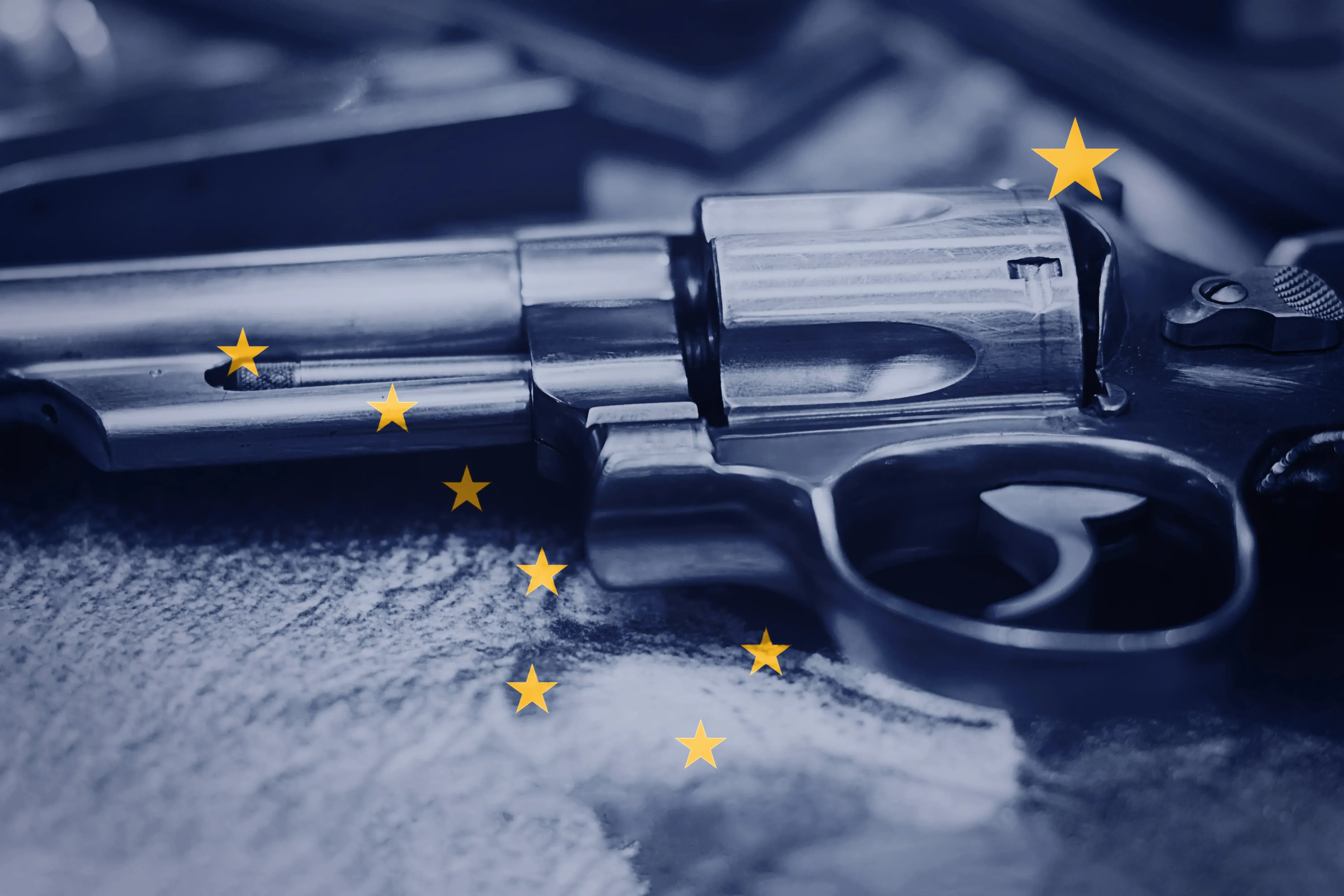 Alaska flag on top of a revolver