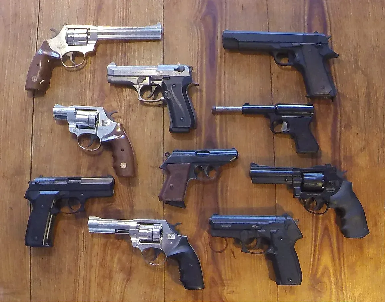 A collection of handguns