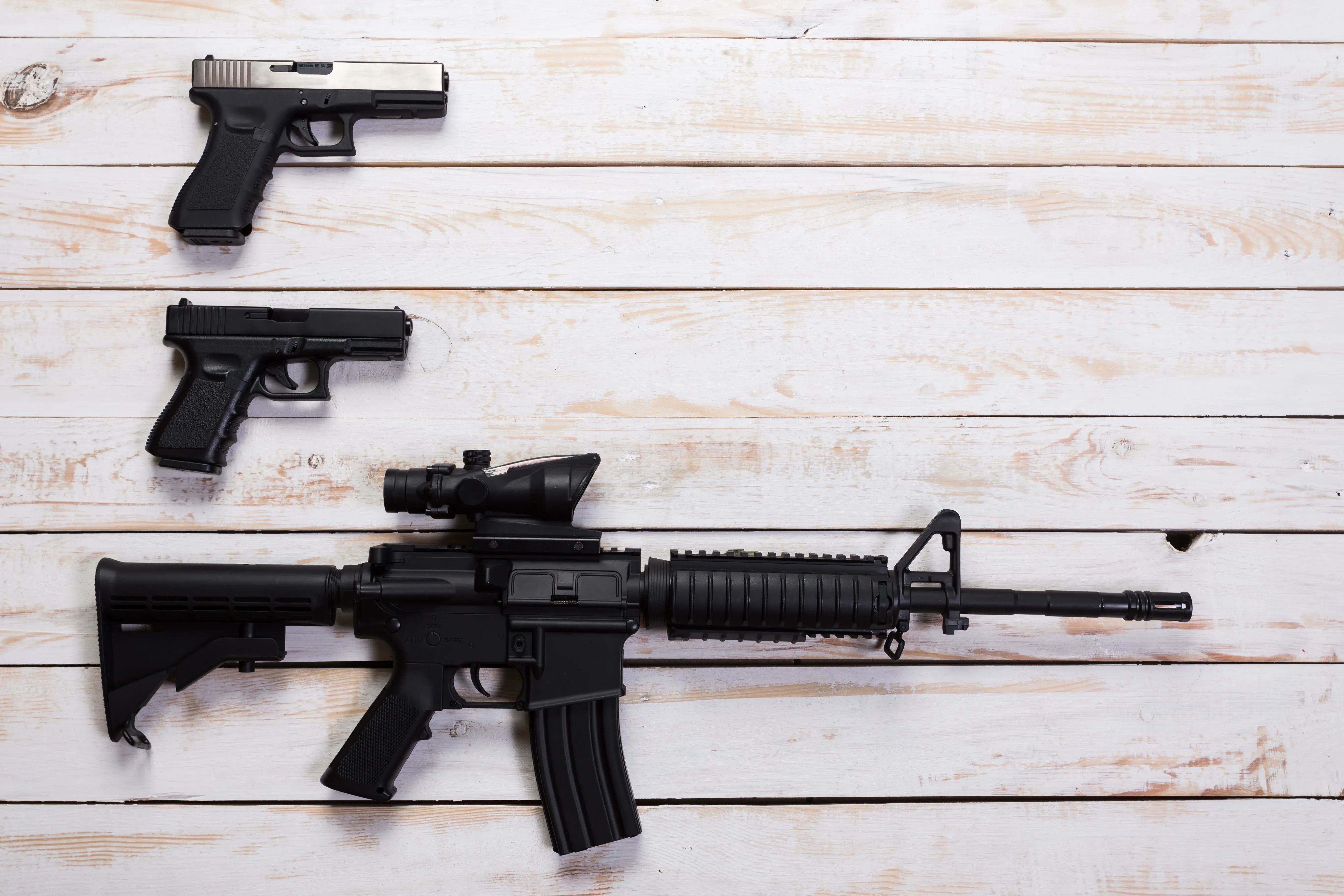 Three guns on display