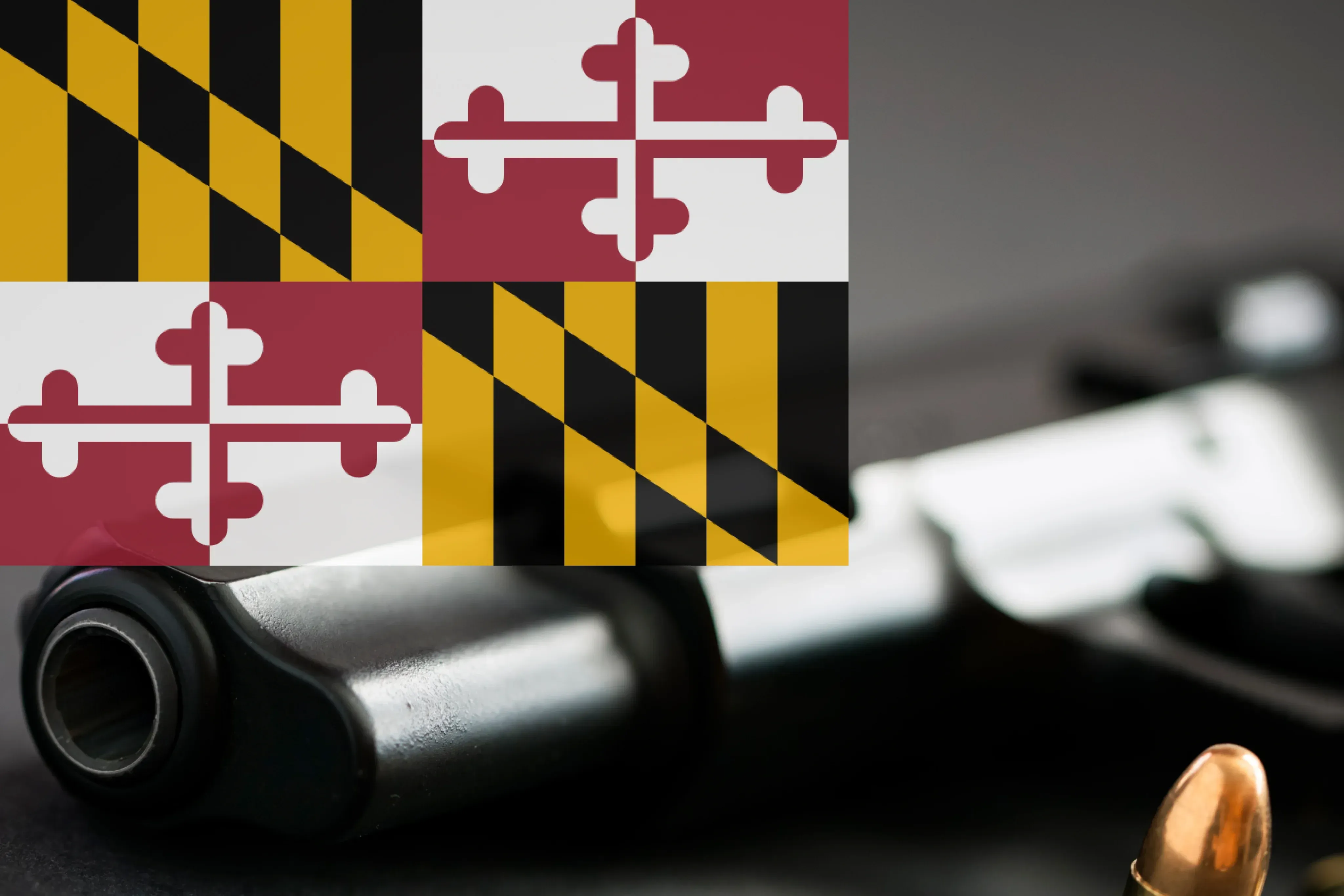 Maryland flag on top of a revolver