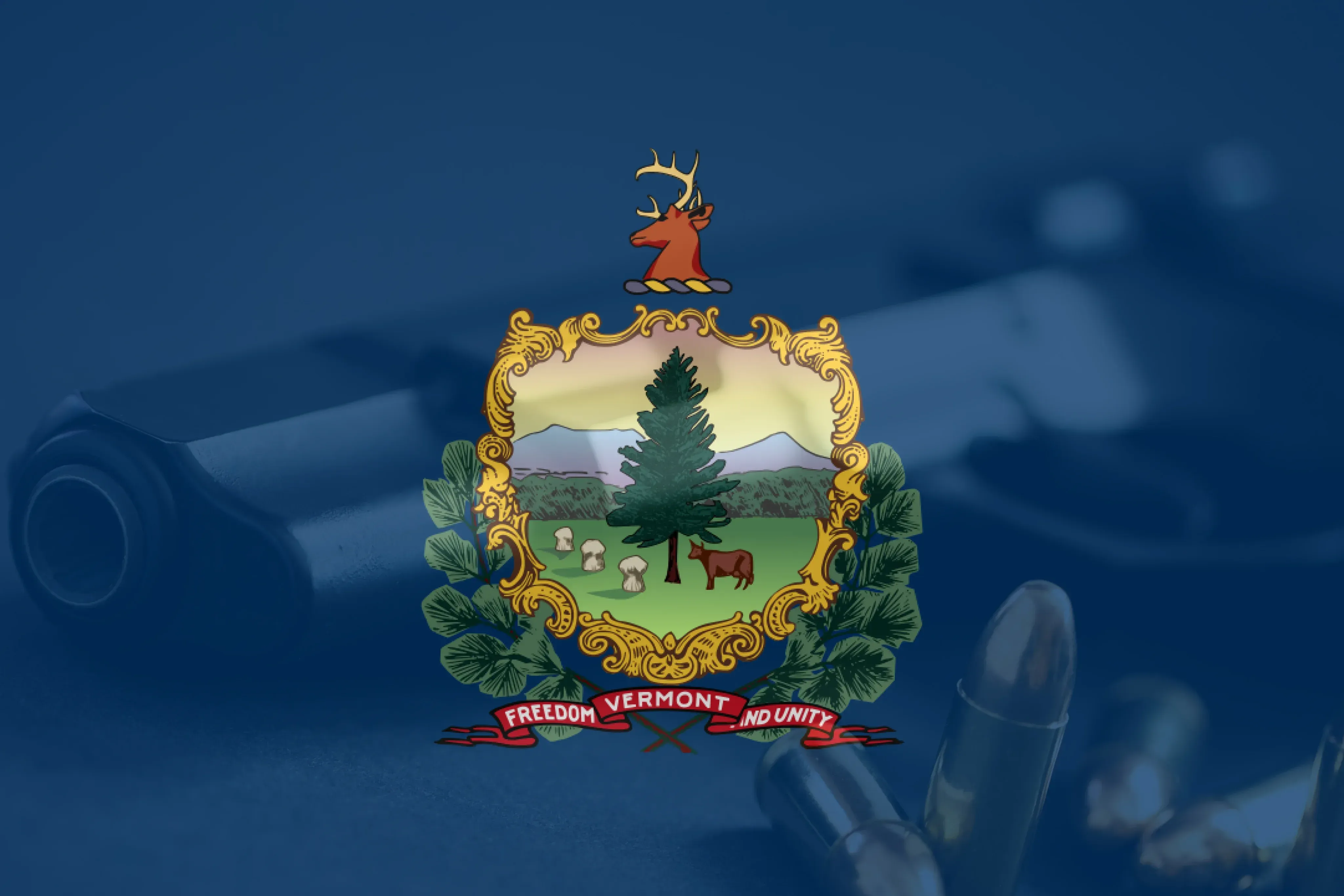 Vermont flag on top of a revolver