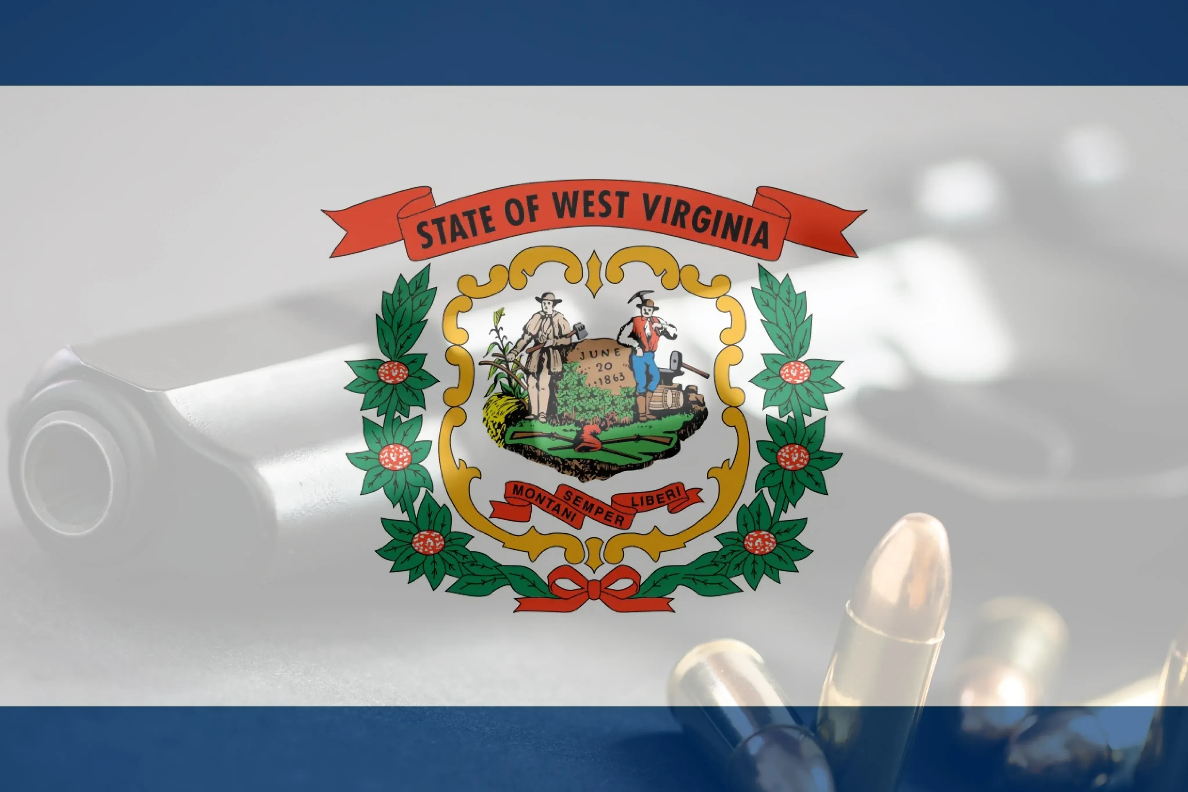 West Virginia flag on top of a revolver