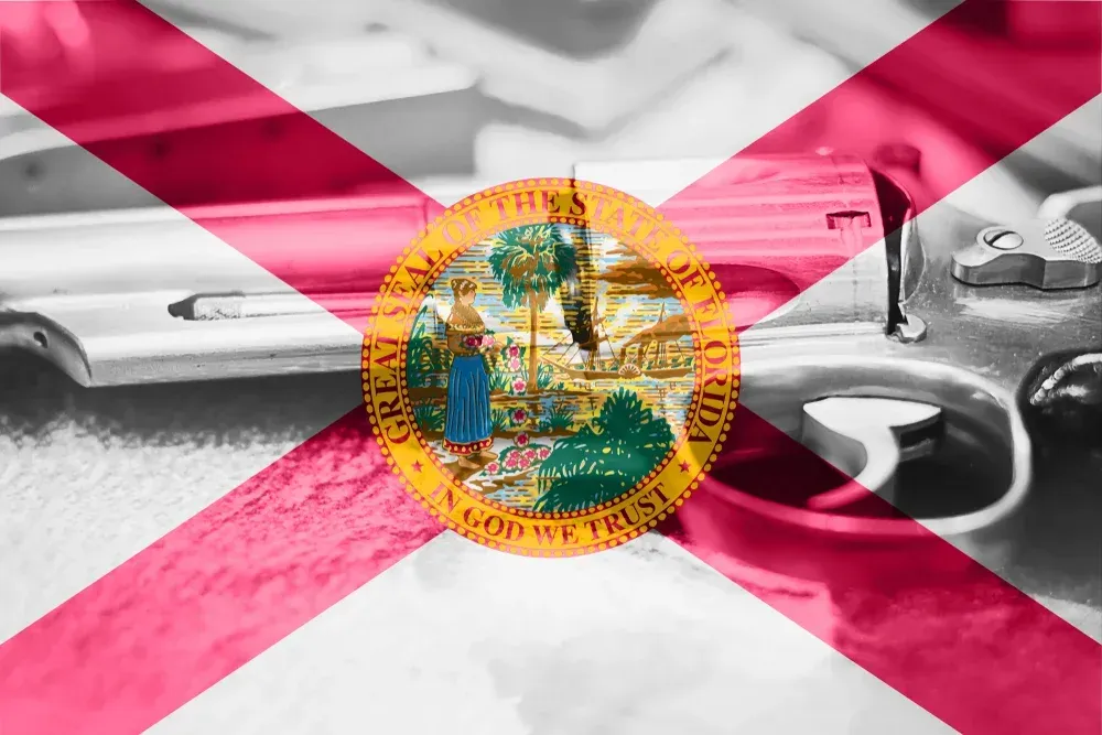 Florida flag on top of a revolver