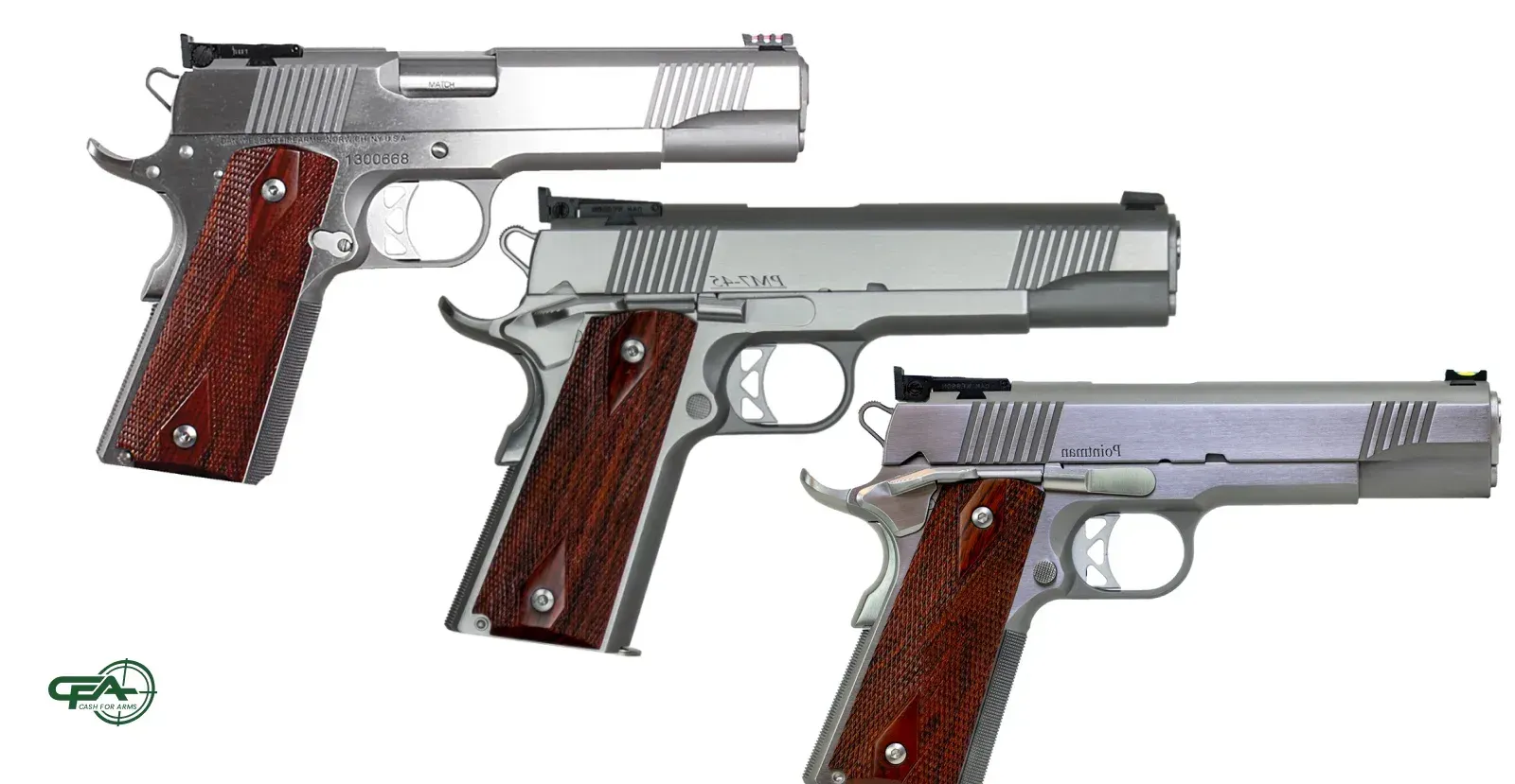 Three different kinds of Dan Wesson handgun