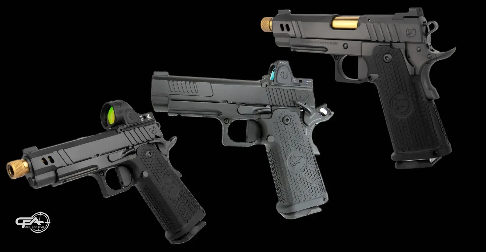 Three sight configurations for NightHawk VP pistol