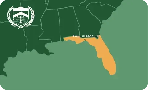 State map with Tallahassee, Florida highlighted, showing that Cash for Arms purchases guns in Tallahassee