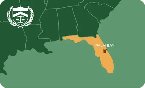 State map with Palm Bay, Florida highlighted, showing that Cash for Arms purchases guns in Palm Bay
