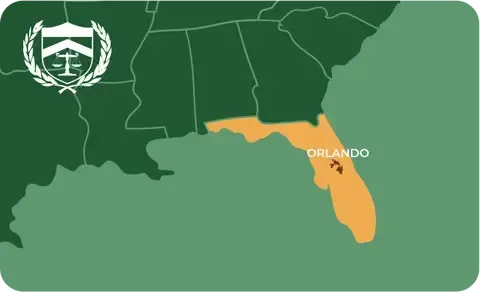 State map with Orlando, Florida highlighted, showing that Cash for Arms purchases guns in Orlando