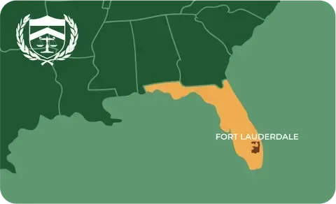 State map with Fort Lauderdale, Florida highlighted, showing that Cash for Arms purchases guns in Fort Lauderdale