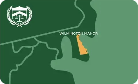 State map with Wilmington Manor, Delaware highlighted, showing that Cash for Arms purchases guns in Wilmington Manor