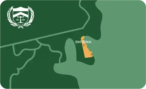 State map with Smyrna, Delaware highlighted, showing that Cash for Arms purchases guns in Smyrna