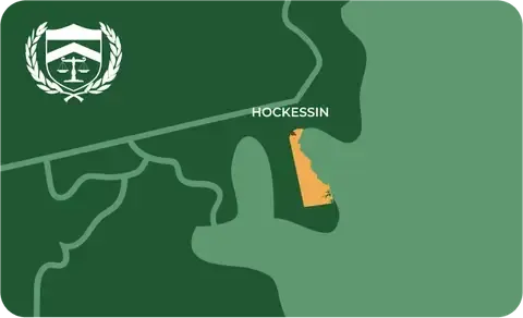 State map with Hockessin, Delaware highlighted, showing that Cash for Arms purchases guns in Hockessin