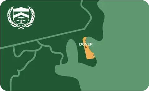 State map with Dover, Delaware highlighted, showing that Cash for Arms purchases guns in Dover