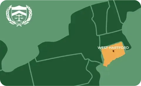 State map with West Hartford, Connecticut highlighted, showing that Cash for Arms purchases guns in West Hartford