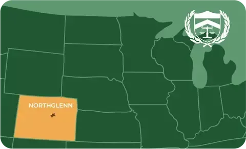State map with Northglenn, Colorado highlighted, showing that Cash for Arms purchases guns in Northglenn