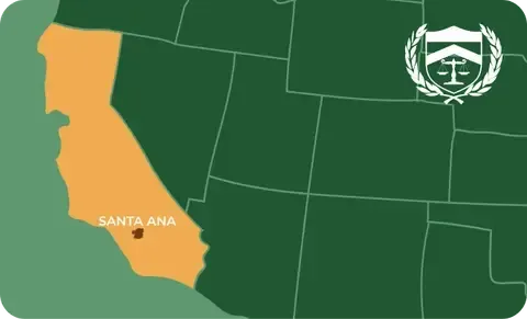 State map with Santa Ana, California highlighted, showing that Cash for Arms purchases guns in Santa Ana