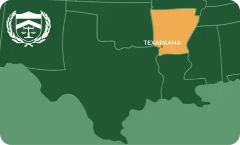 State map with Texarkana, Arkansas highlighted, showing that Cash for Arms purchases guns in Texarkana