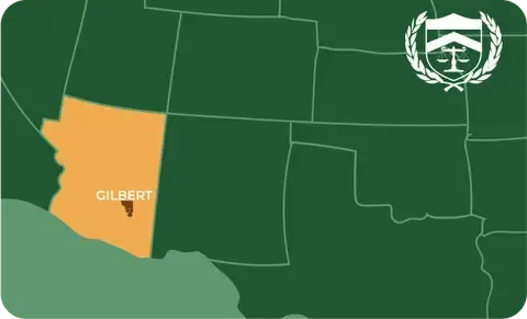State map with Gilbert, Arizona highlighted, showing that Cash for Arms purchases guns in Gilbert