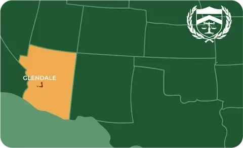 State map with Glendale, Arizona highlighted, showing that Cash for Arms purchases guns in Glendale